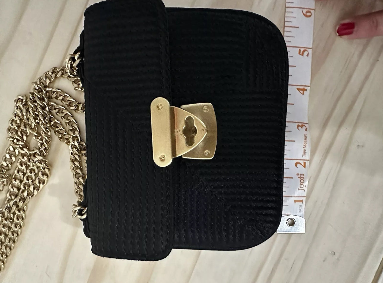 #111 Talbots Black Quilted Sateen Crossbody Mini Wallet Purse