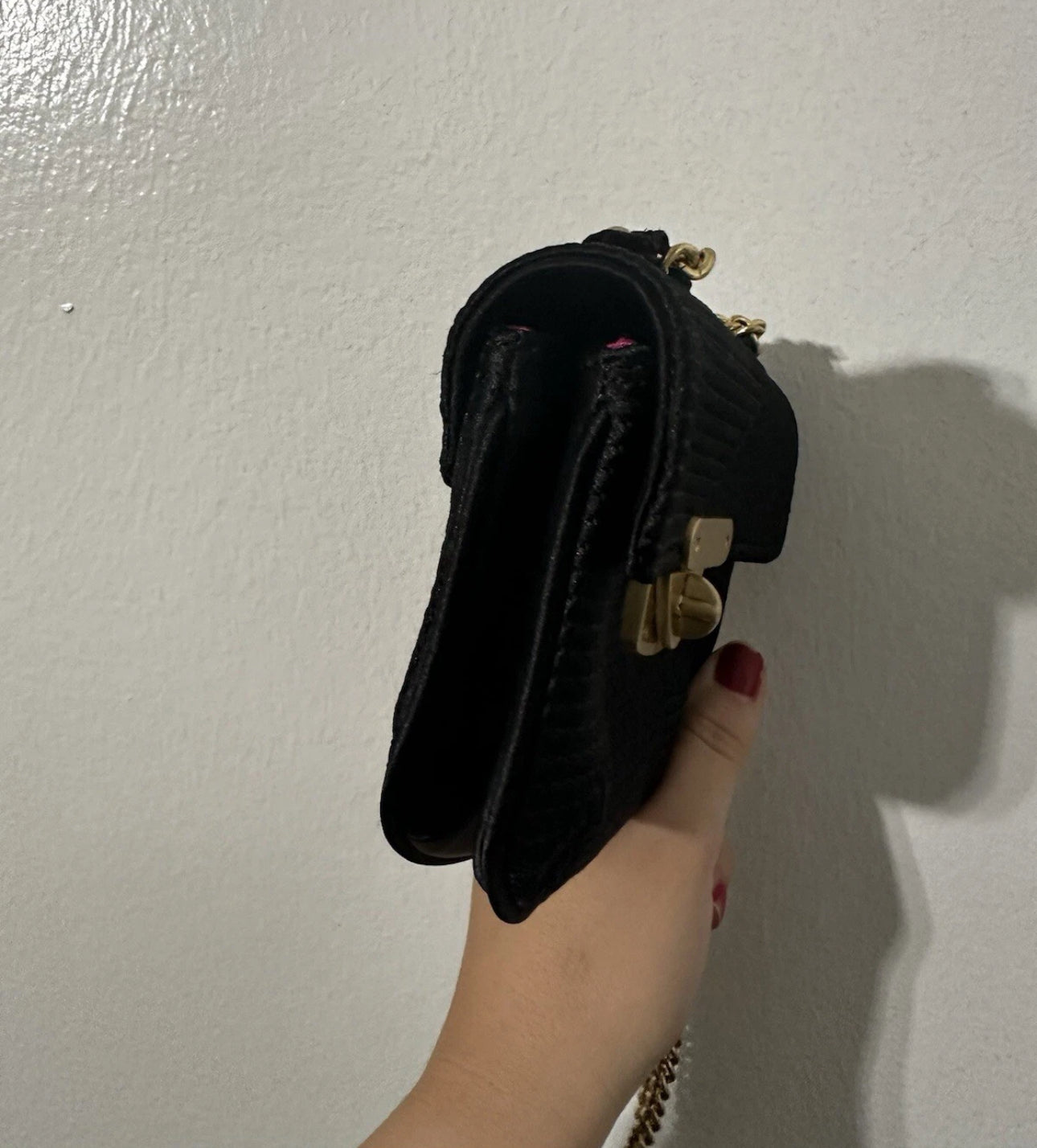 #111 Talbots Black Quilted Sateen Crossbody Mini Wallet Purse