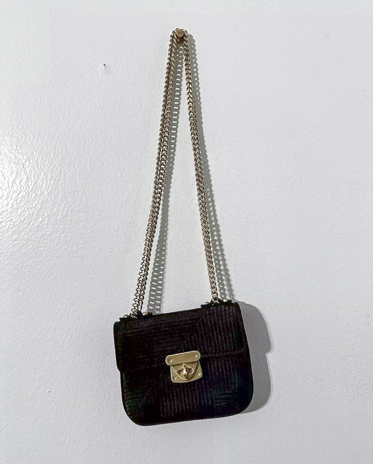 #111 Talbots Black Quilted Sateen Crossbody Mini Wallet Purse