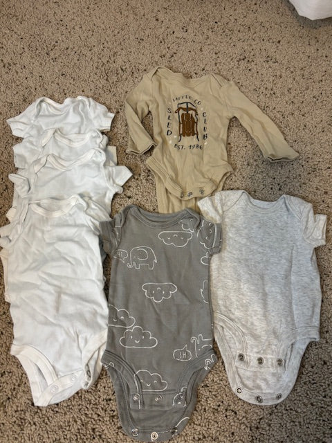 #210 Baby Boy Onesies, newborn size, 8 onesies included