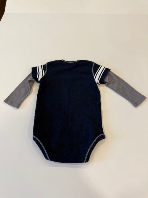 #9 - Notre Dame - Tiny But Mighty Navy Onesie with Built in Grey Waffle Longsleeve Toddler SIZE 18M REDUCED