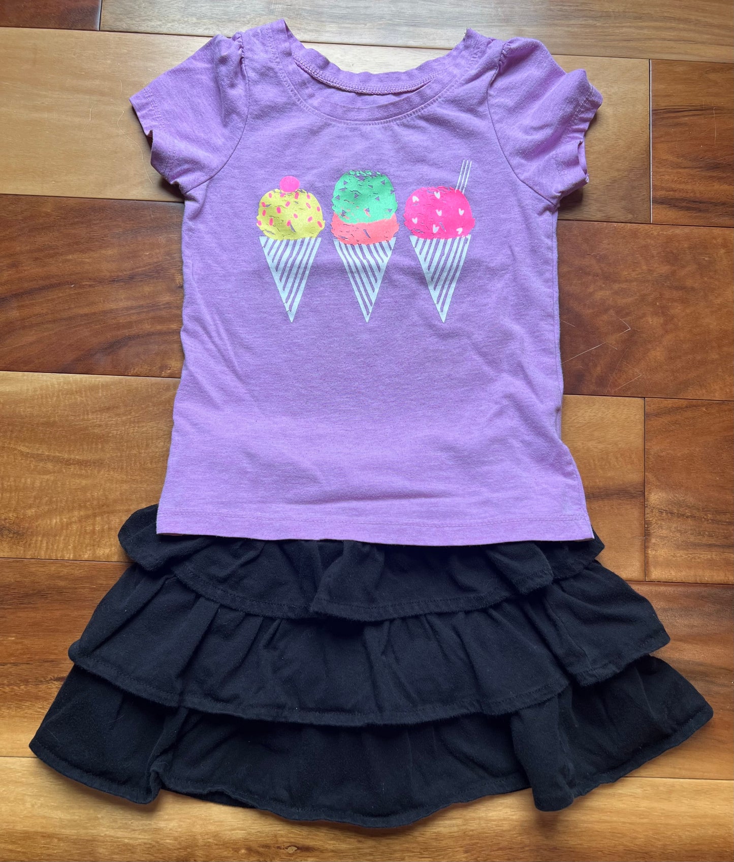 Seller #72 Girls 3T Ice Cream Shirt and skirt Outfit - GUC
