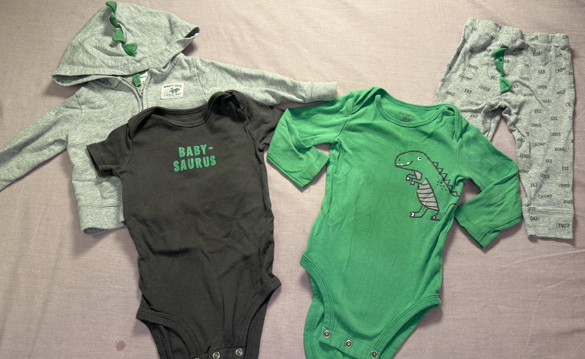 #103 Carters 12m Boys Dino Bundle of 4