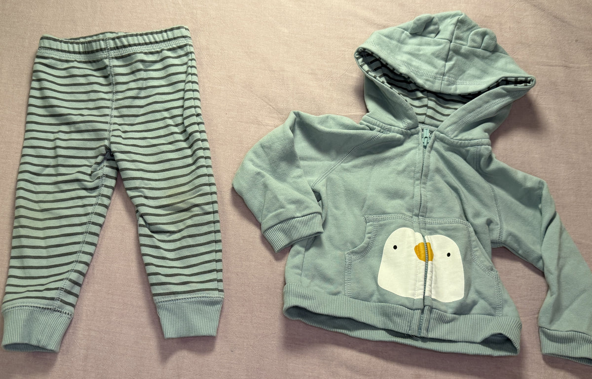 #103 Gerber 12m Polar Bear Hoodie and Stripe Pants