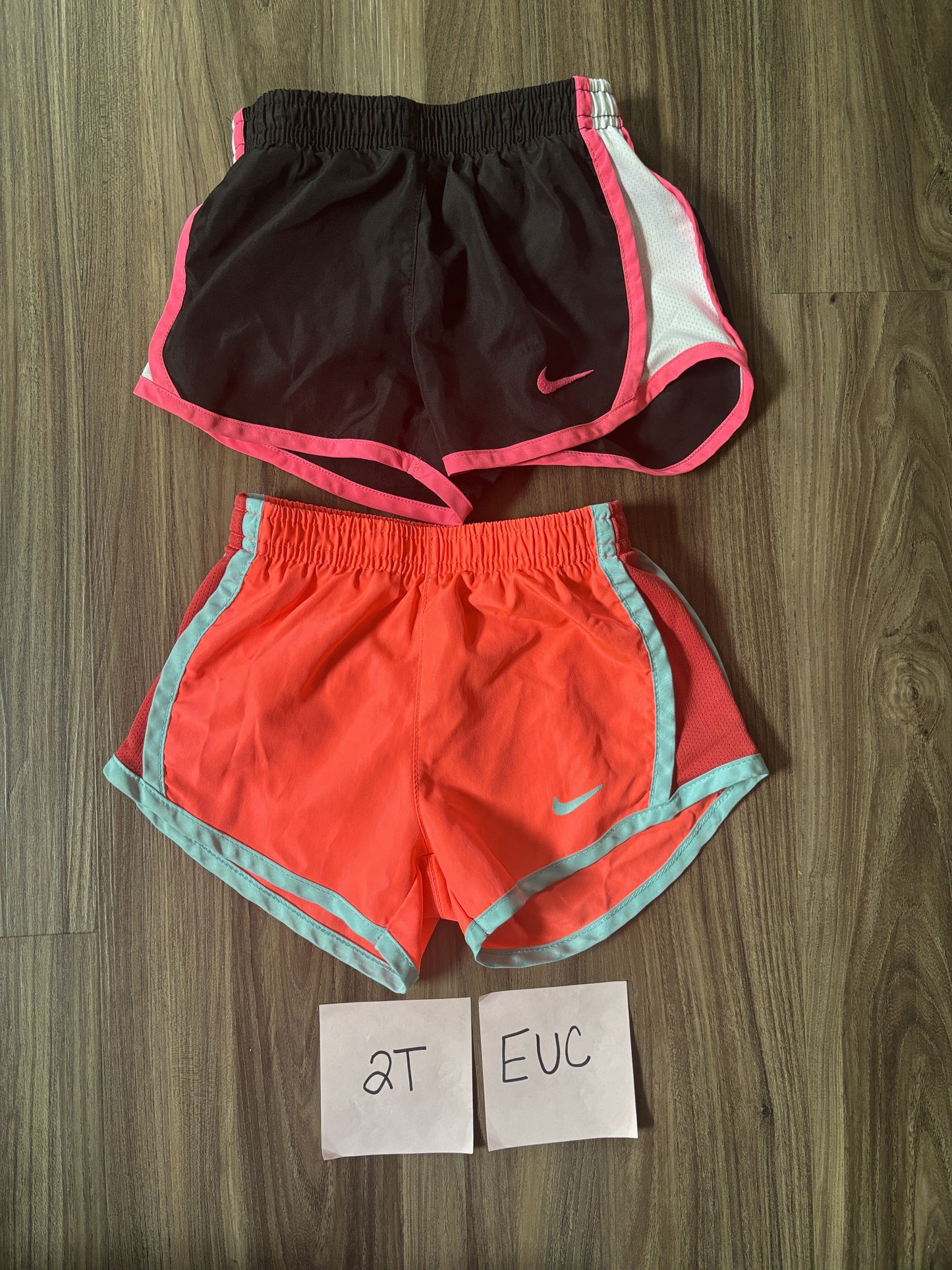 #77 - 2T EUC Nike Dri Fit Shorts (Black/Pink & Coral)