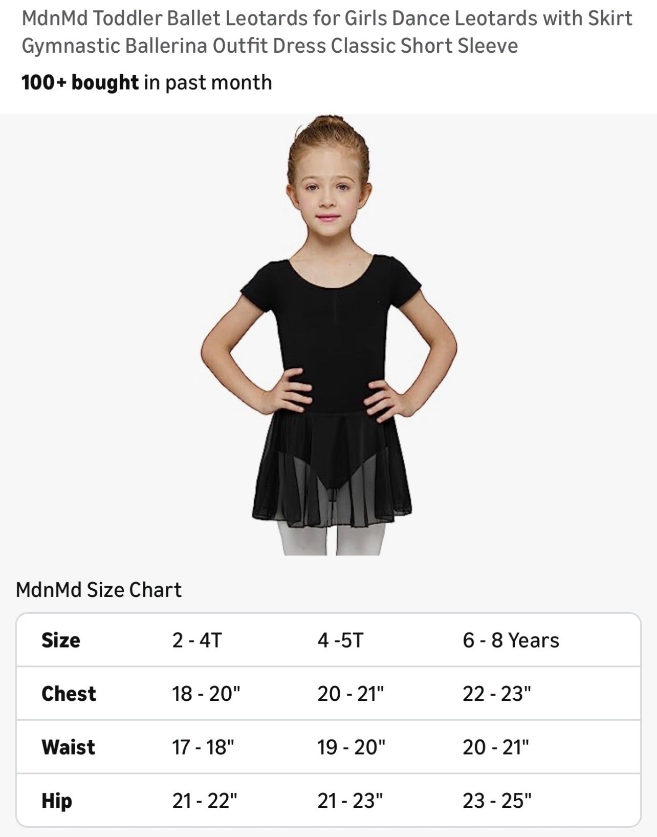 Seller #72 Girls 2T 3T 4T leotard black with skirt ballet Dance Gymnastics - EUC