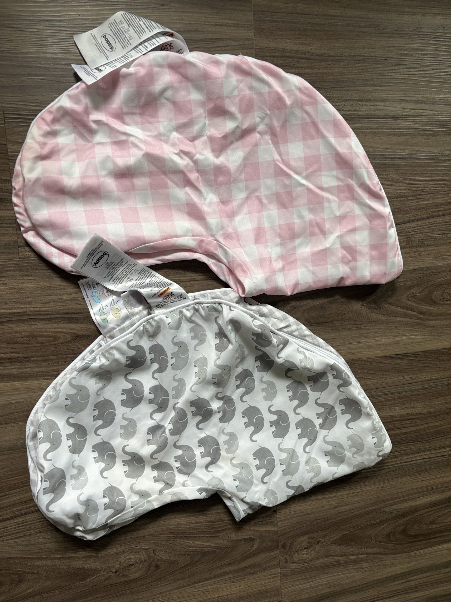 #77 - 2 EUC Boppy Covers (Pink + Elephants)