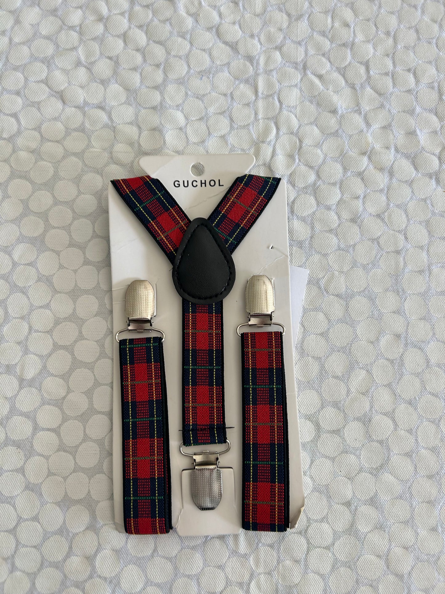136 NWT holiday plaid suspenders