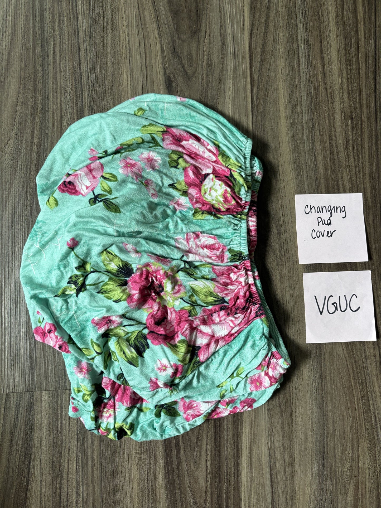 #138 - Posh Peanut (Bamboo) Aqua Floral Changing Pad Cover