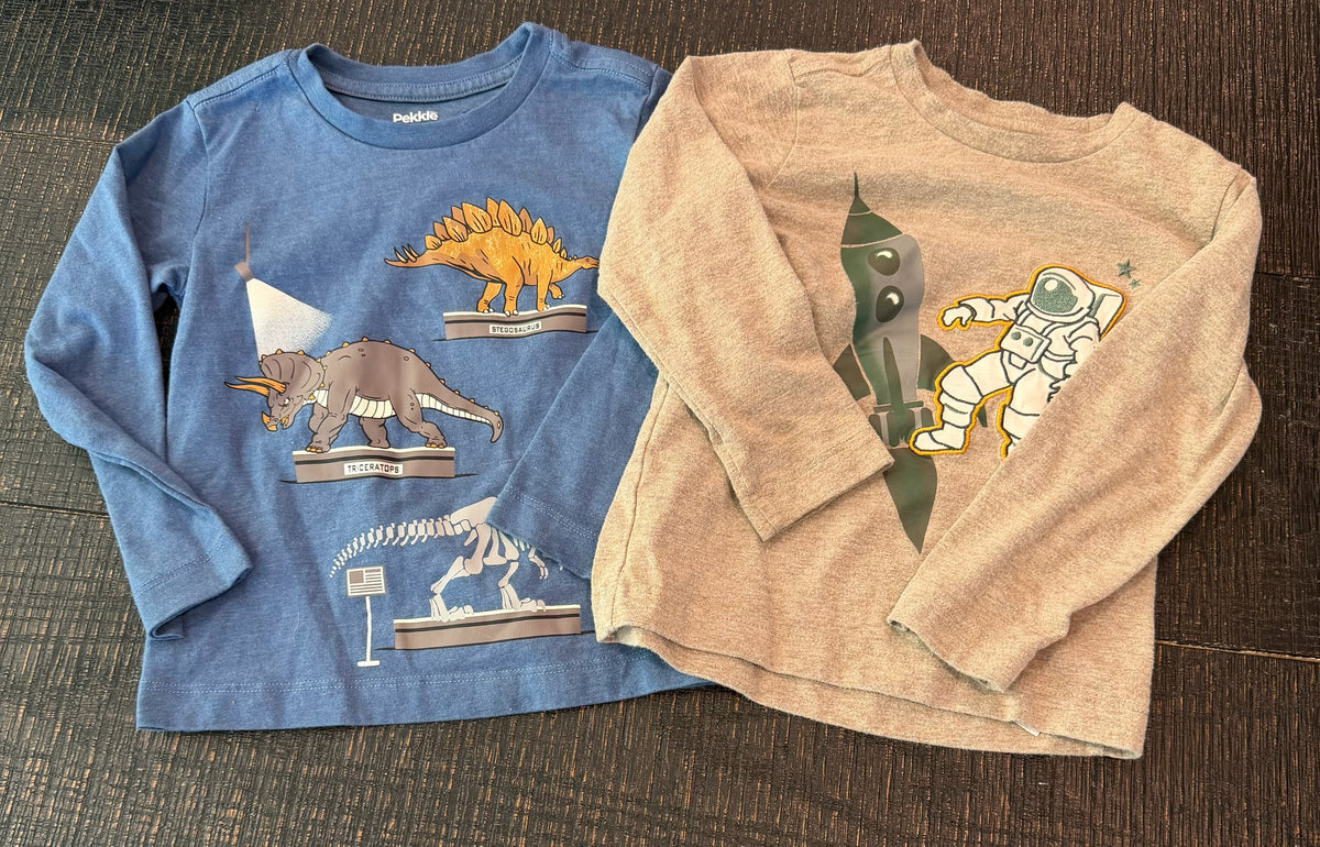 #66 Pekoe Boys 3T Long Sleeve Shirts (Astronaut and Dino)