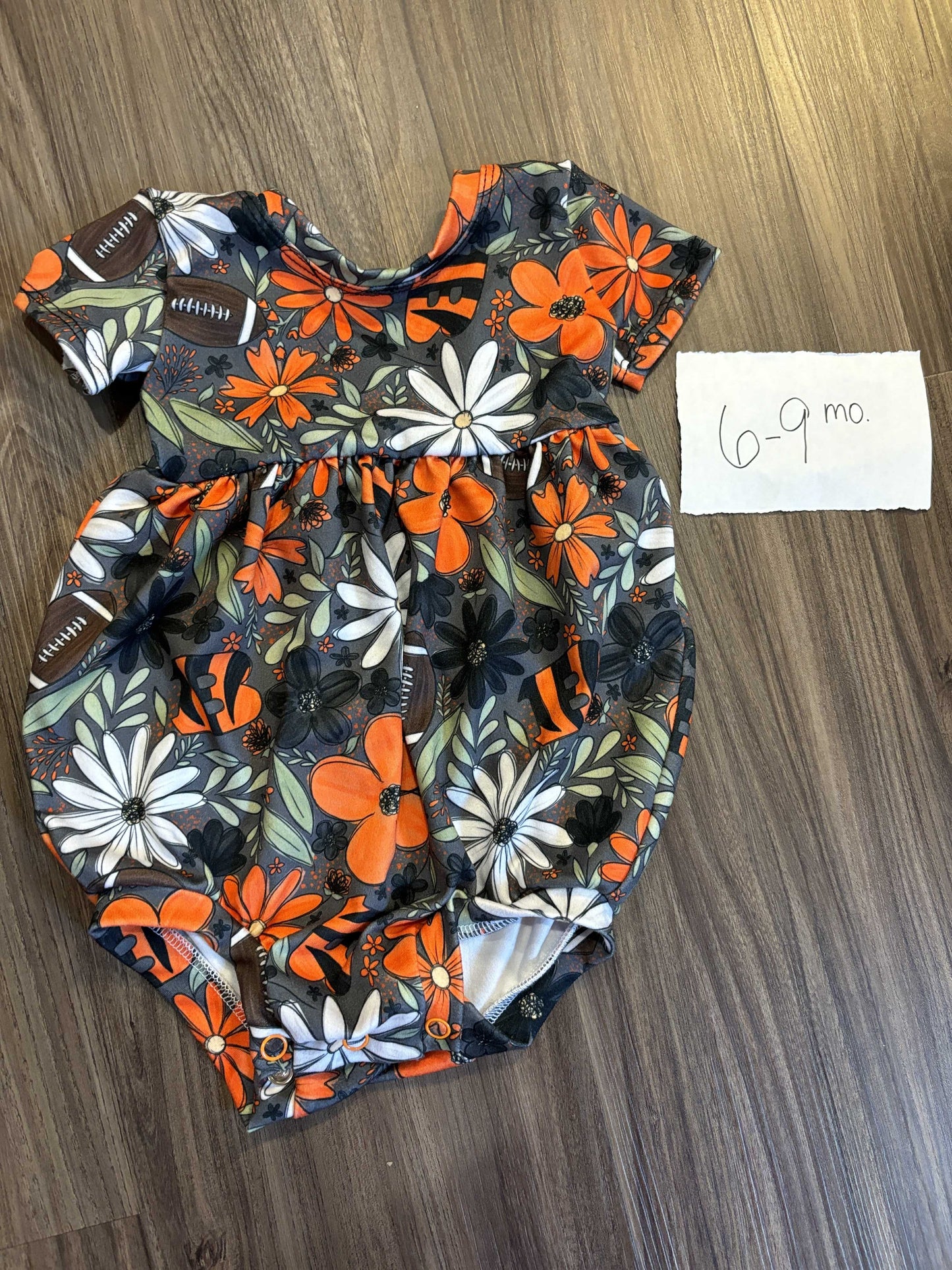 #138 - 6-9 Mo Custom Bengals Floral Romper