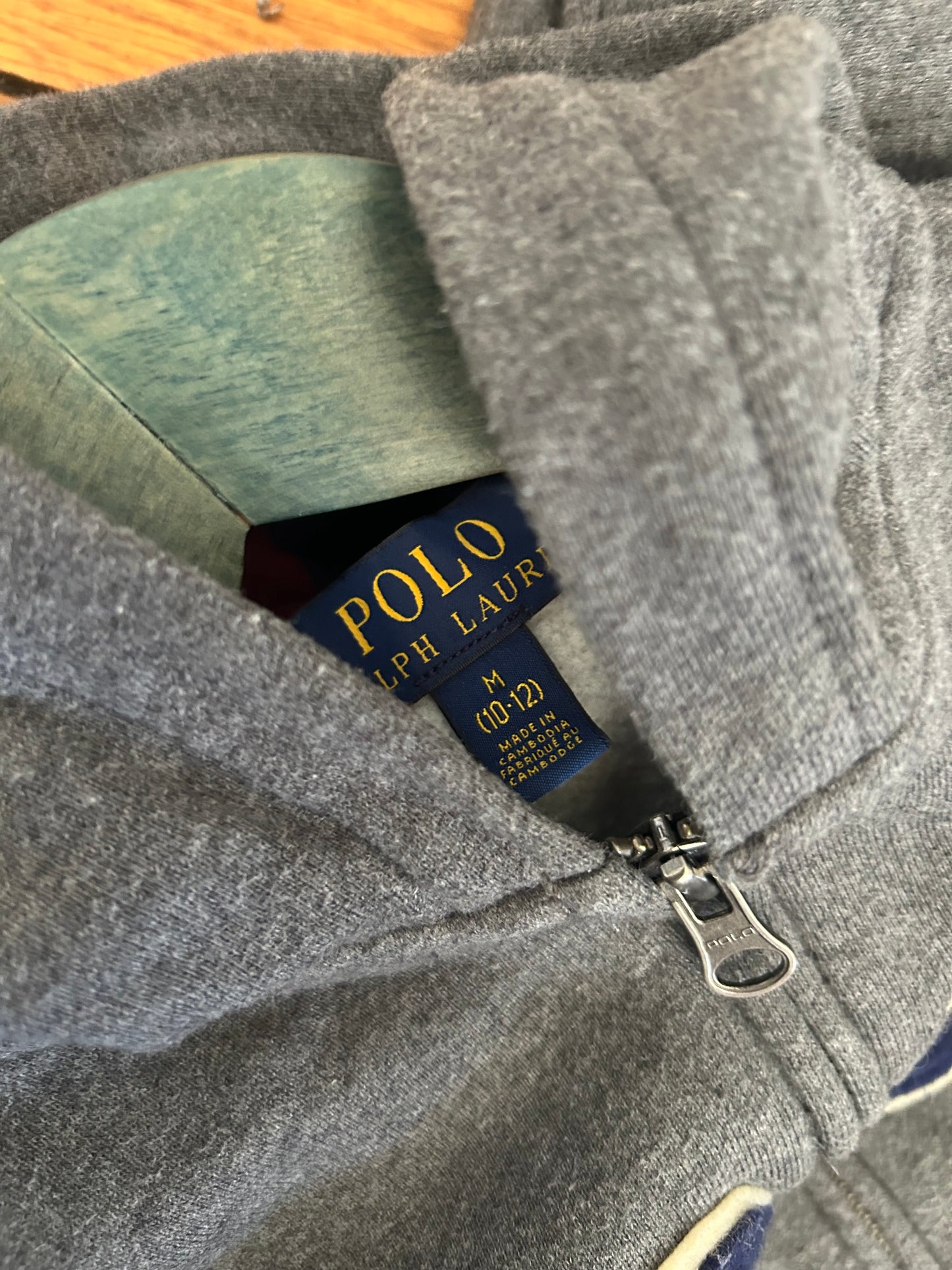 136 EUC Polo zip up hoodie M 10-12