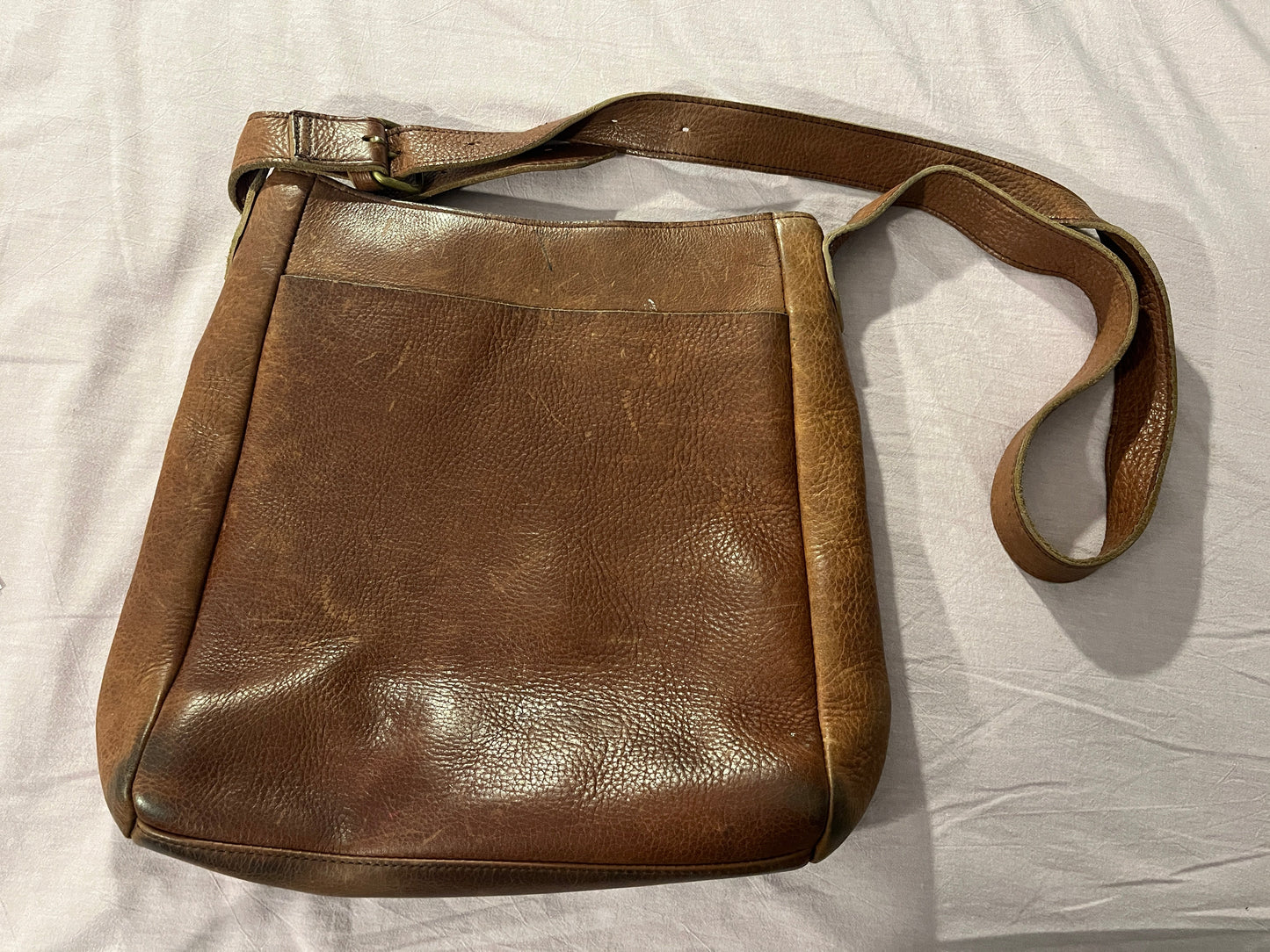 #211 REDUCED Large Tan Leather Cross Body