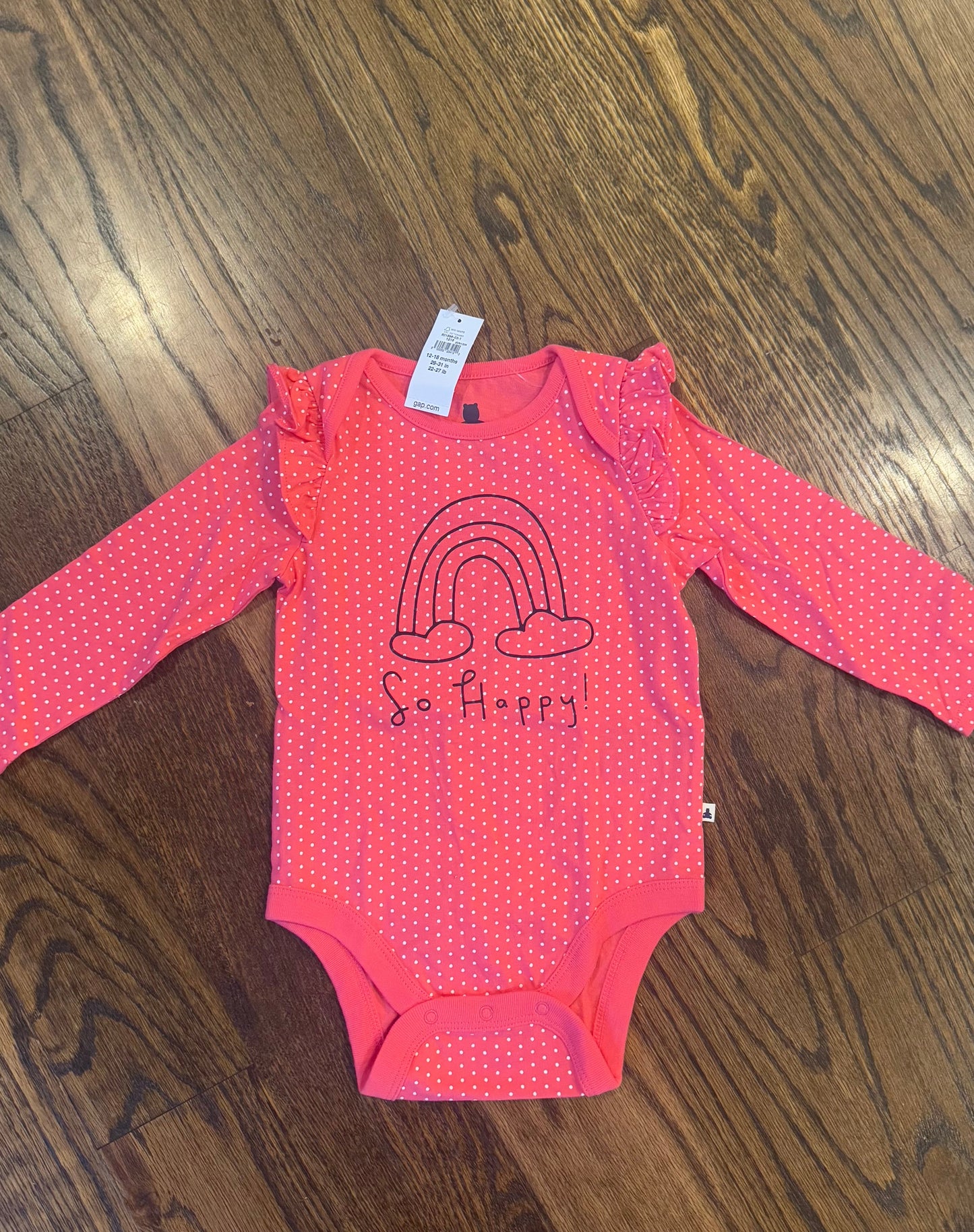 Seller #172 NEW Gap Long Sleeve Rainbow Onsie Size 12-18 Months