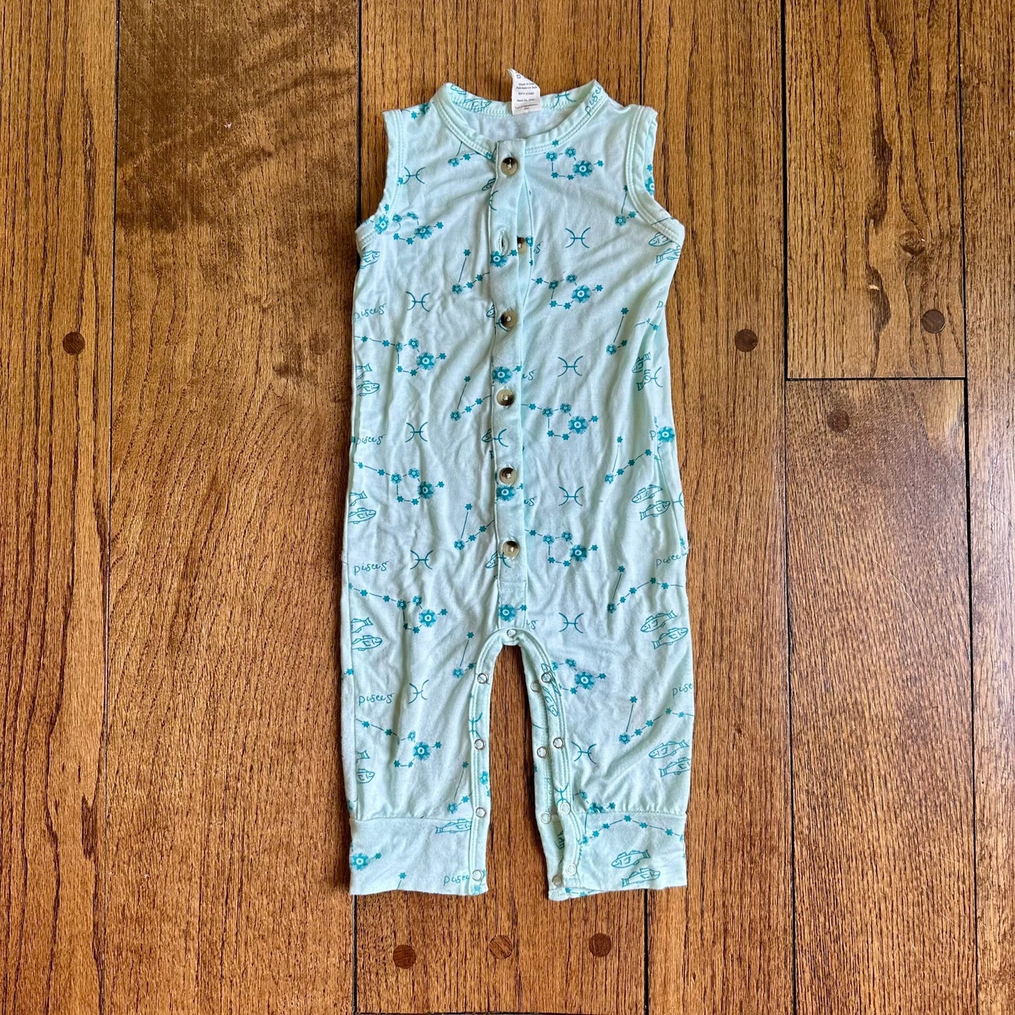 #95 GUC Boys / Gender Neutral Kate Quinn Teal Constellation Tank Top Pant Bamboo Romper, size 6-12 months