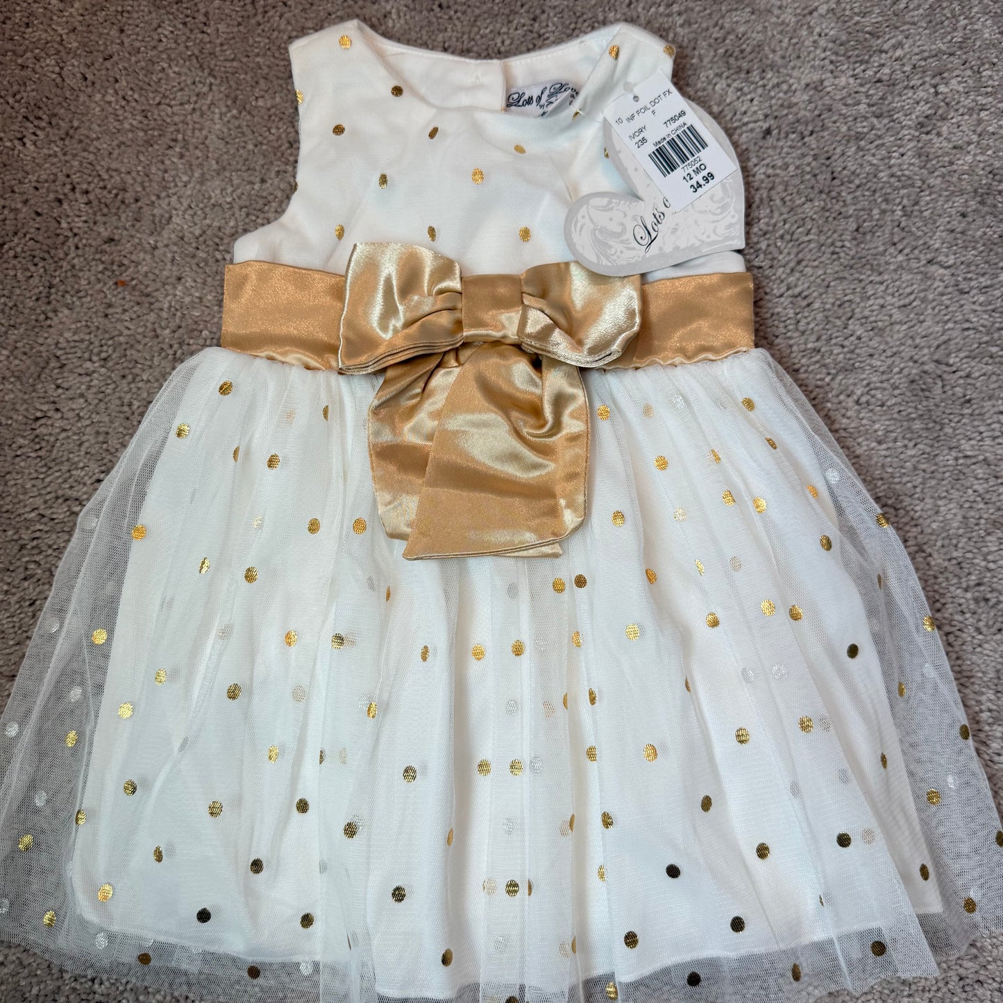 #139 Size 12M Lots of Love Ivory Dress with coat
