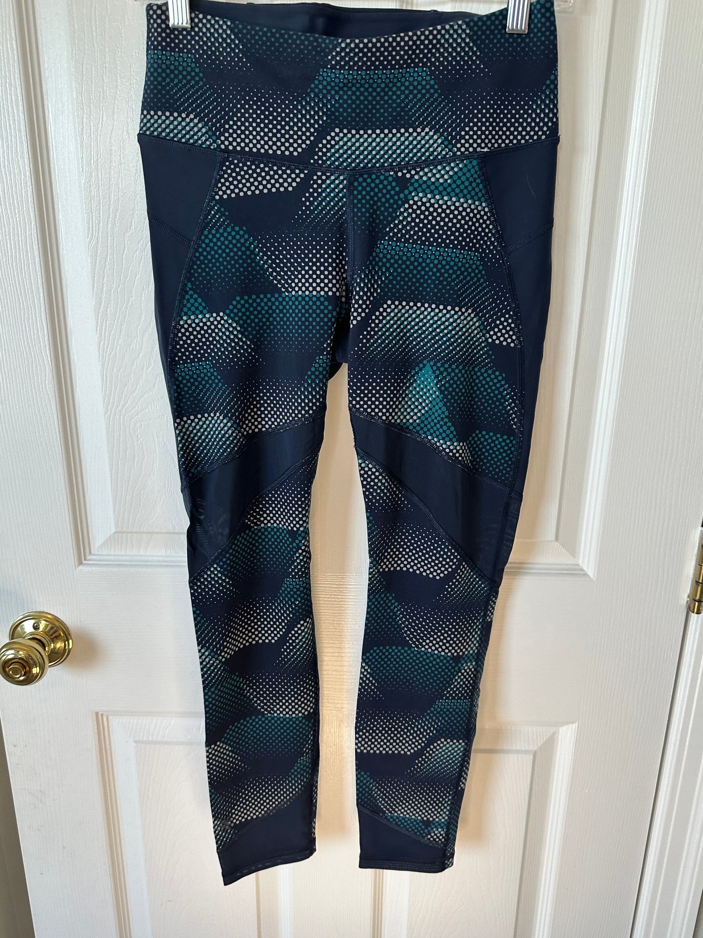 #133 Athleta Women’s Blue Navy Dot Full Length Pants Sz Small