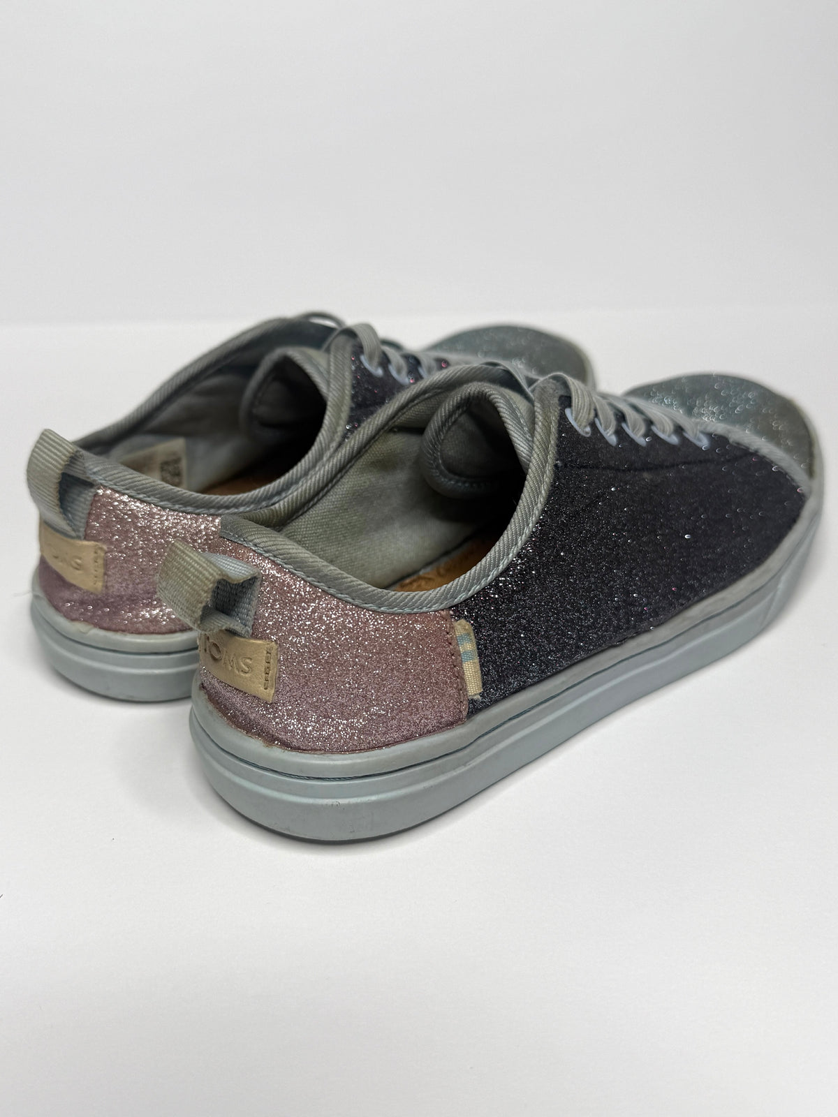 155 Girls Sparkle TOMs Sneakers Size 1 VGUC