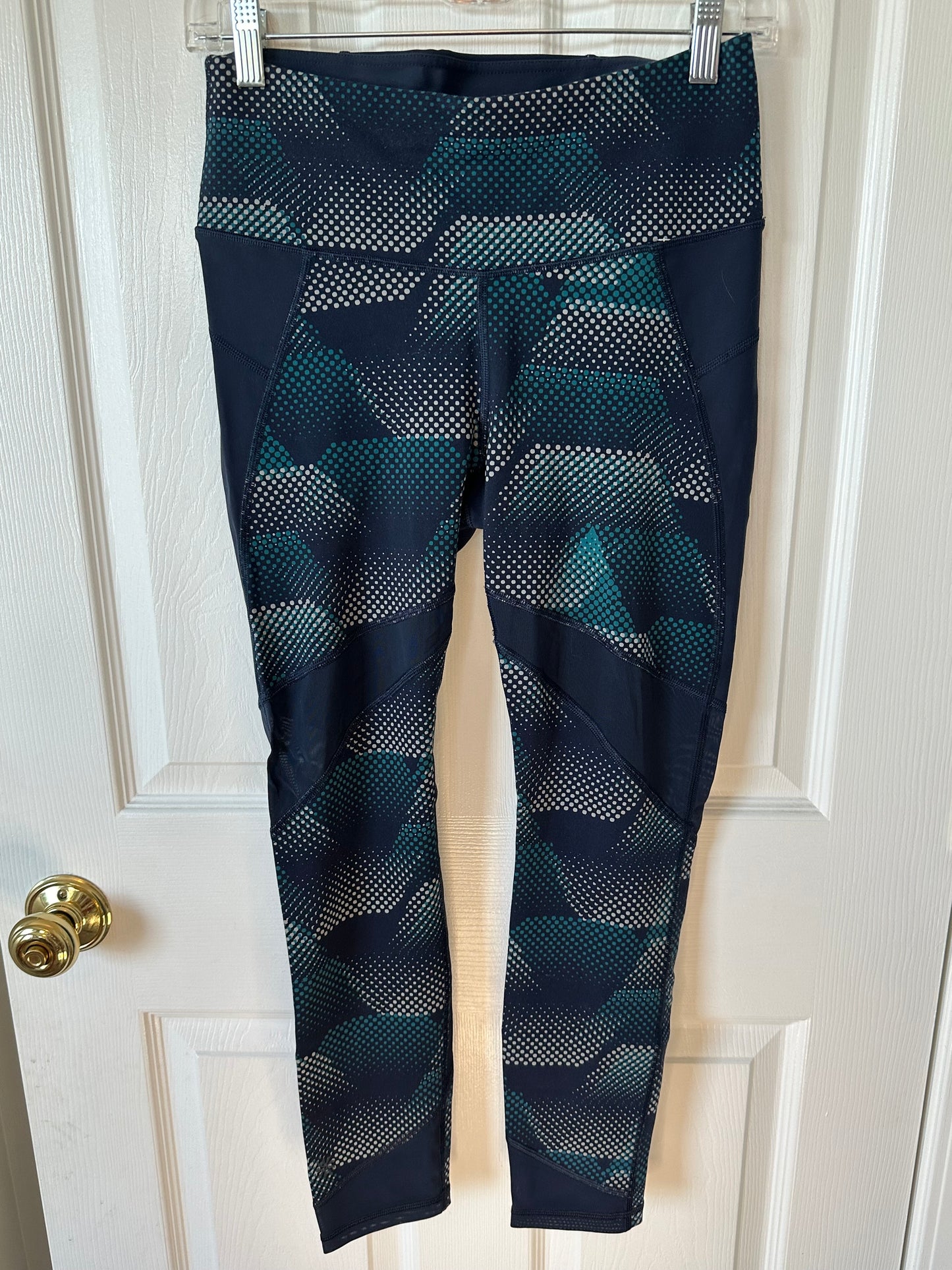 #133 Athleta Women’s Blue Navy Dot Full Length Pants Sz Small