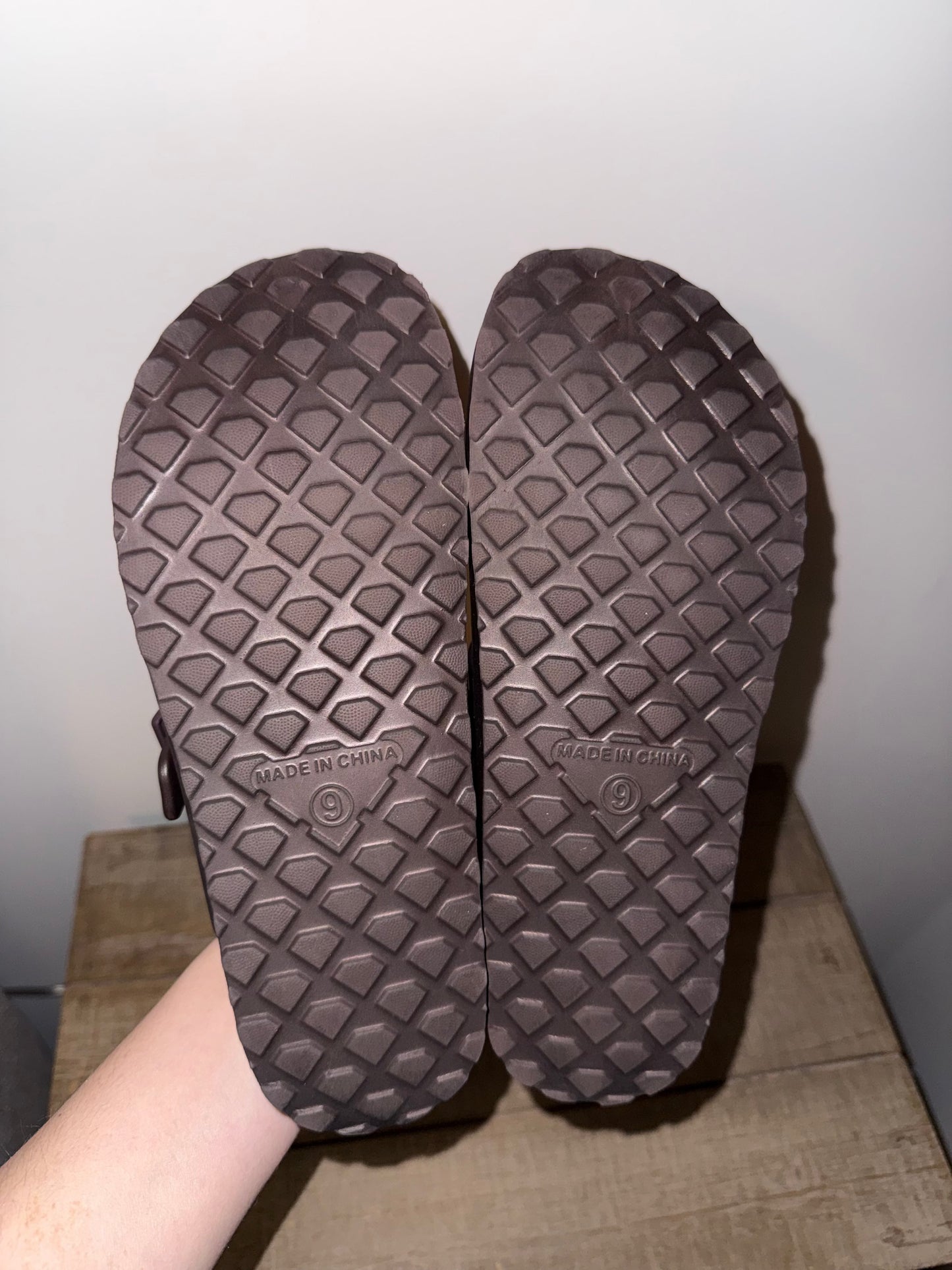 #106: REDUCED Womens 9 Brown Rubber Birkenstock Dupes