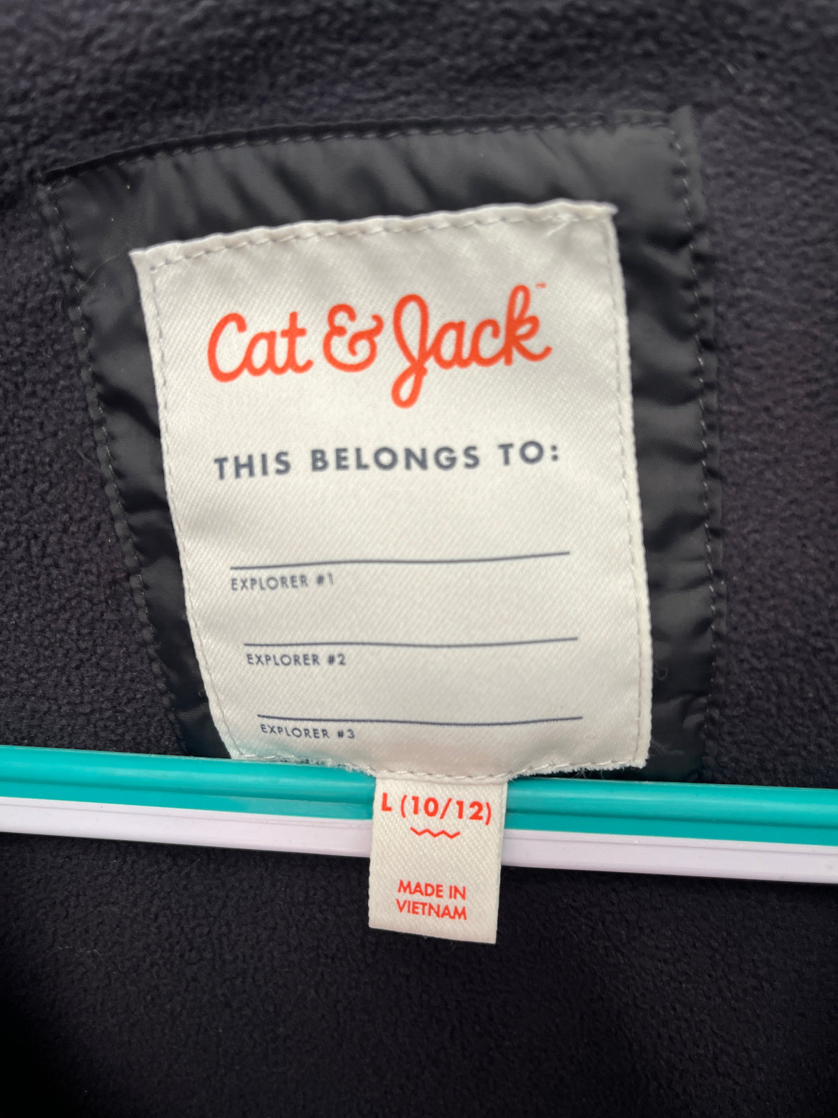 135 Boys all black fleece lined winter coat size L 10/12 cat & jack LN
