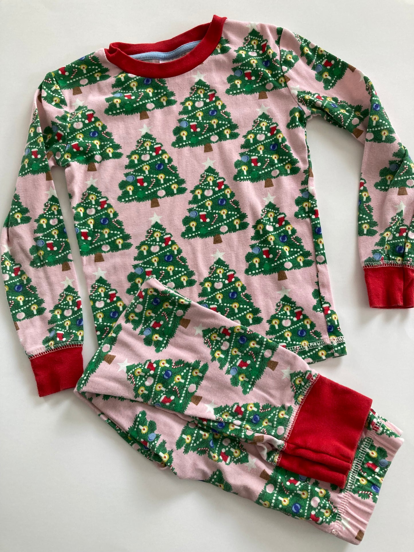 #91 girls' size 6 MiniBoden 2-piece long sleeve Christmas tree pajamas EUC