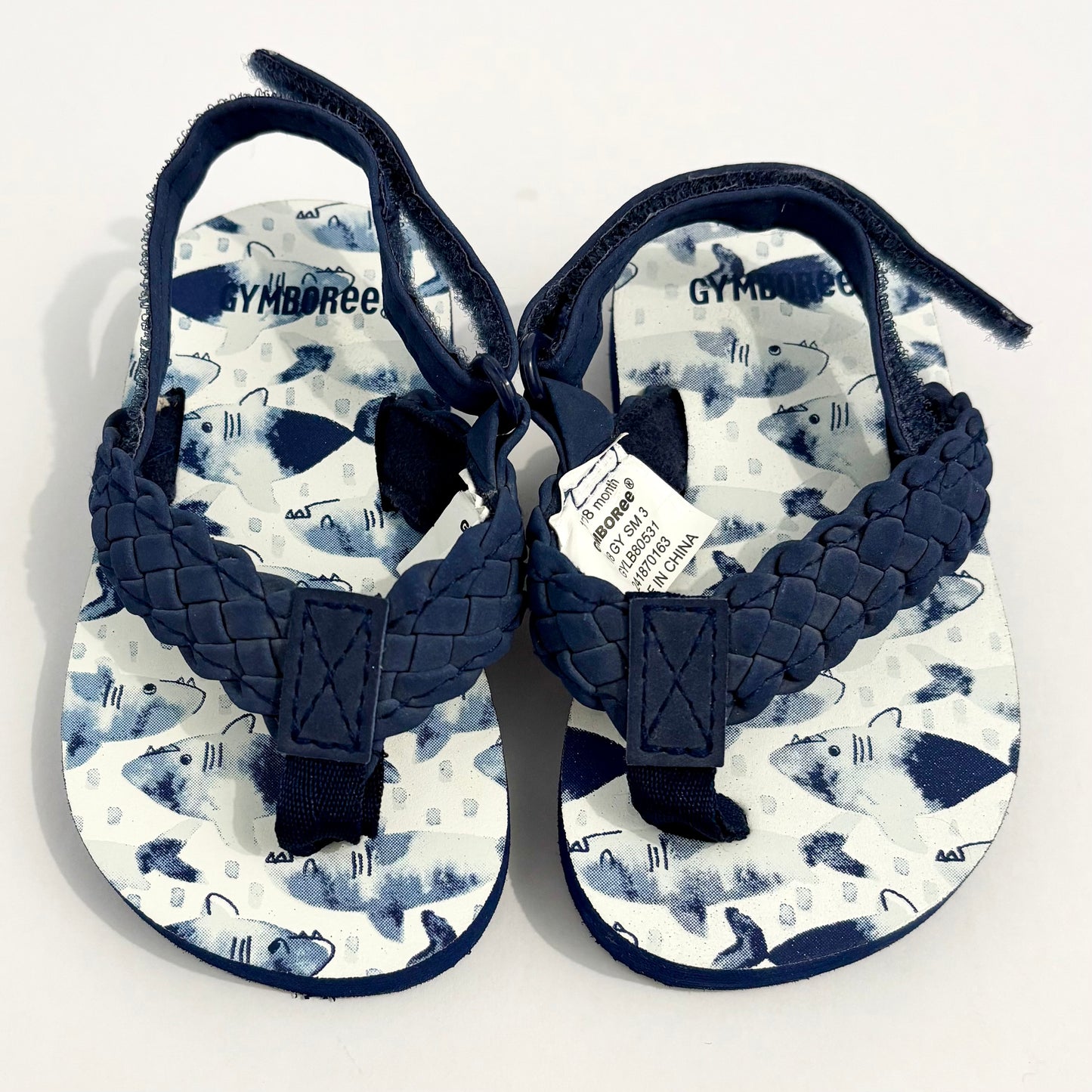 #132 - Gymboree: Blue/Shark Toddler Water Sandals, Size 12-18M - NWT