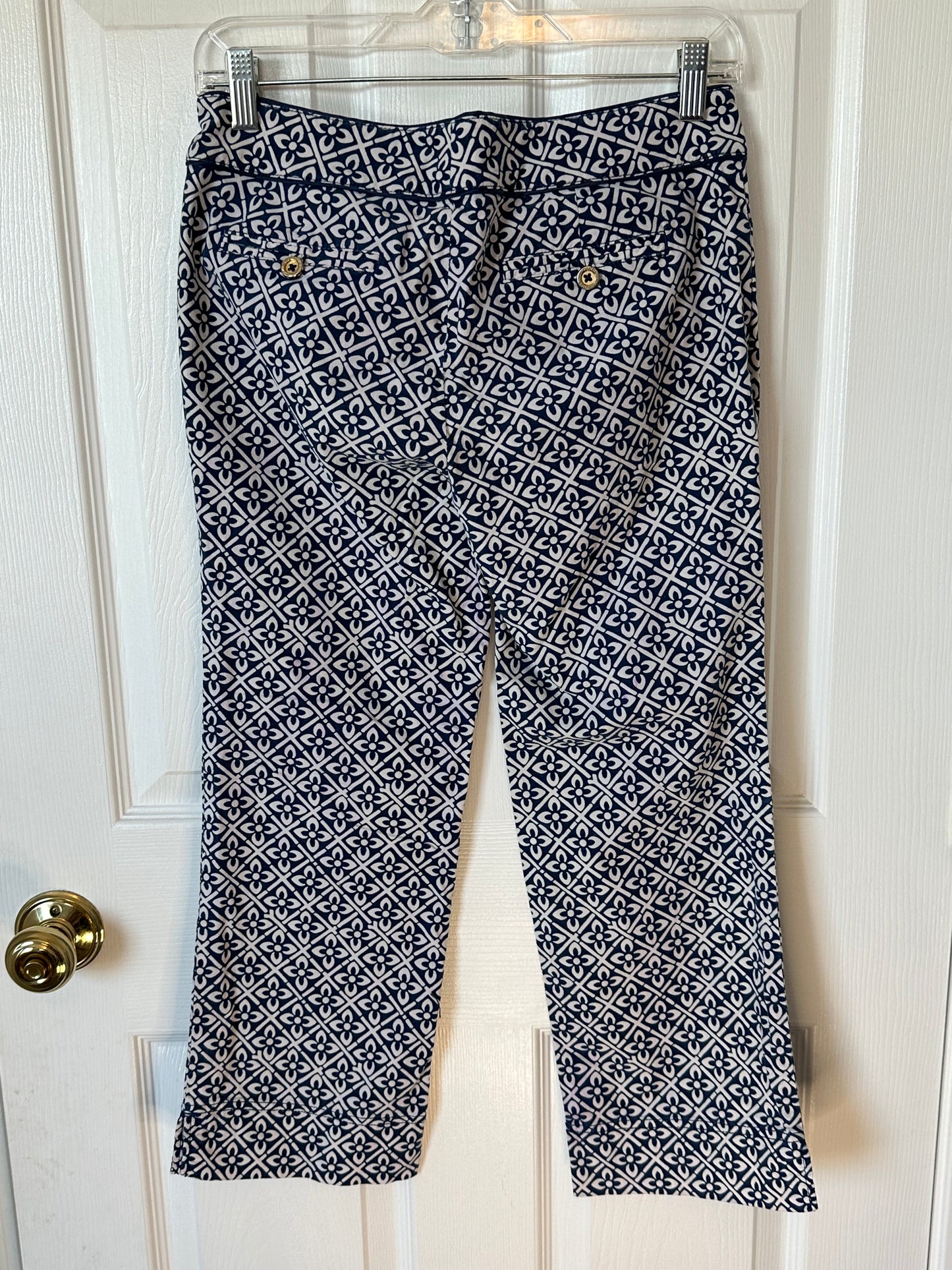 #133 Lilly Pulitzer Corduroy Women’s Navy White Palm Beach Fit Pants Sz 2