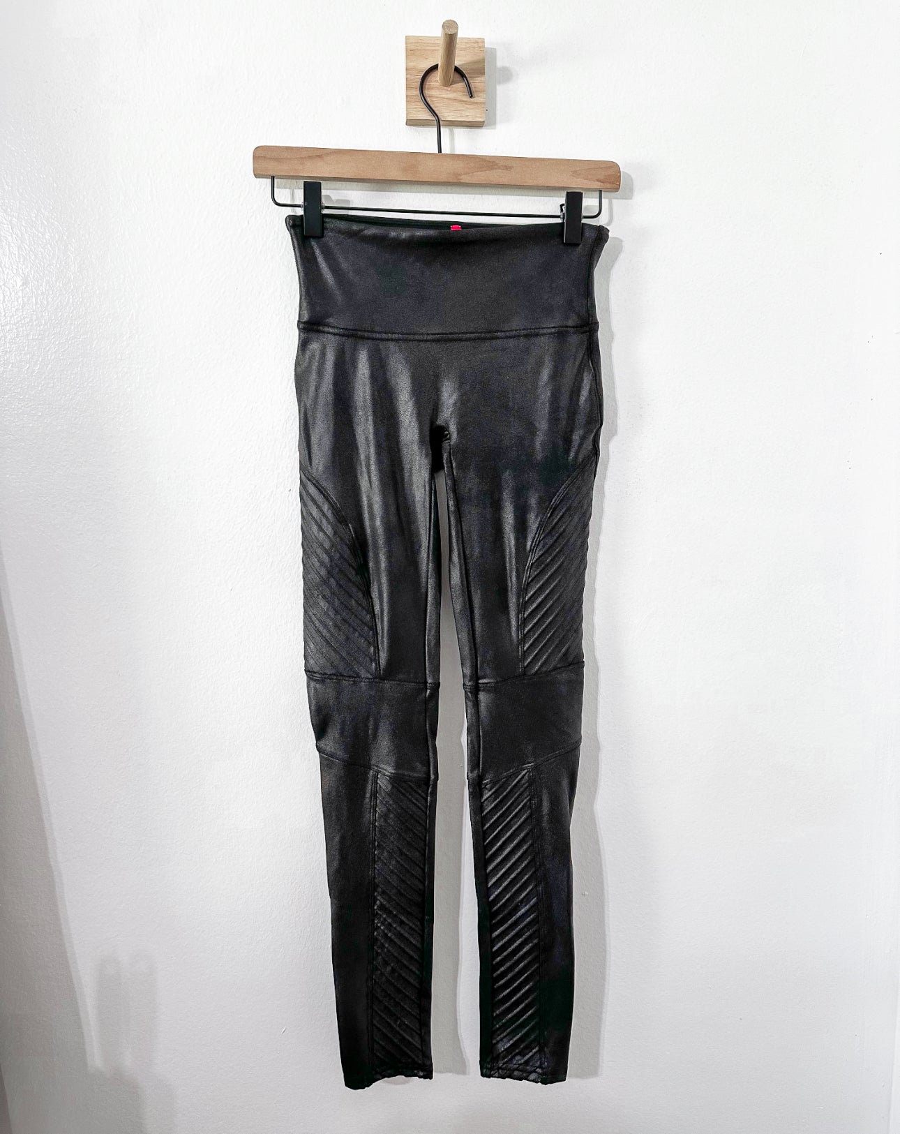 #111 Spanx Women's Size Small Faux Leather Moto Leggings Black