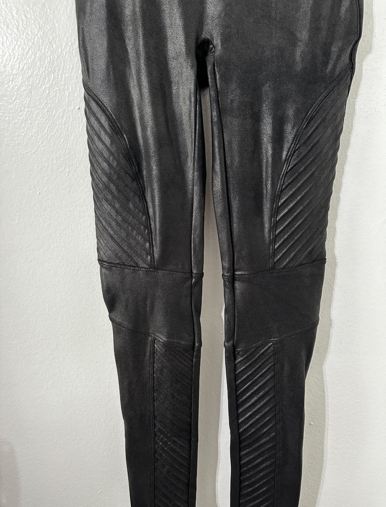 #111 Spanx Women's Size Small Faux Leather Moto Leggings Black