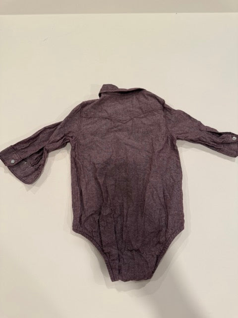 #9 - Wrangler - Muted Red Western Style Button Down Onesie Infants SIZE 12M REDUCED