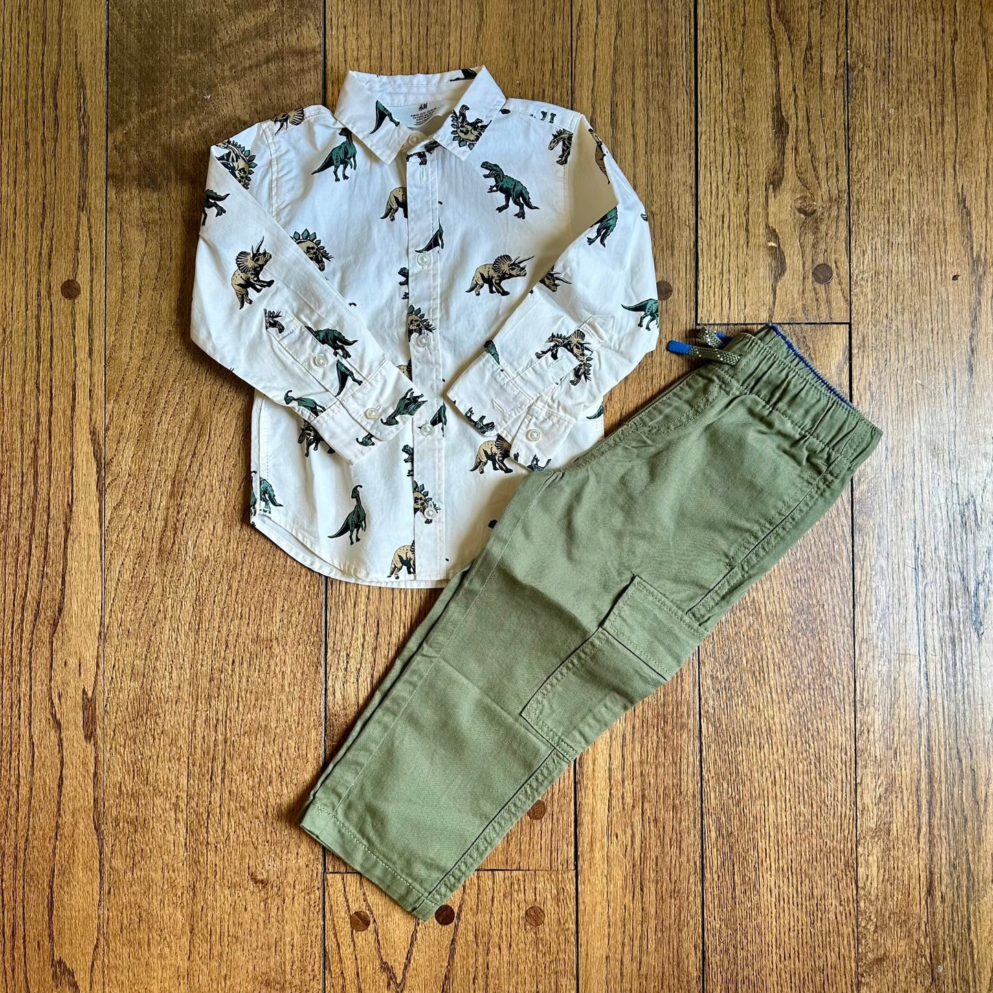 #95 NWT Boys H&M Button Down Dinosaur Outfit, size 2T REDUCED