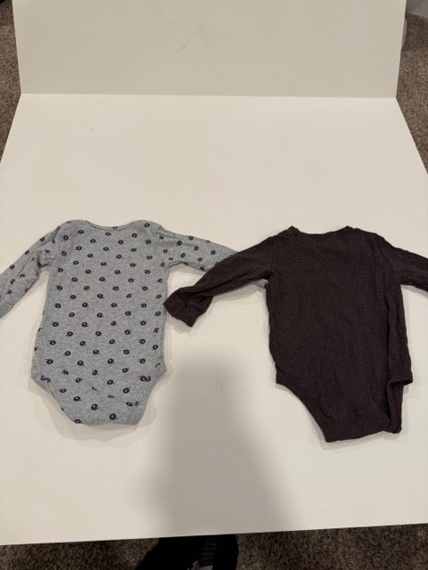 #9 - Carters - Brown Football & Grey/Navy Football helmet Long sleeve onesies Toddler SIZE 12M reduced