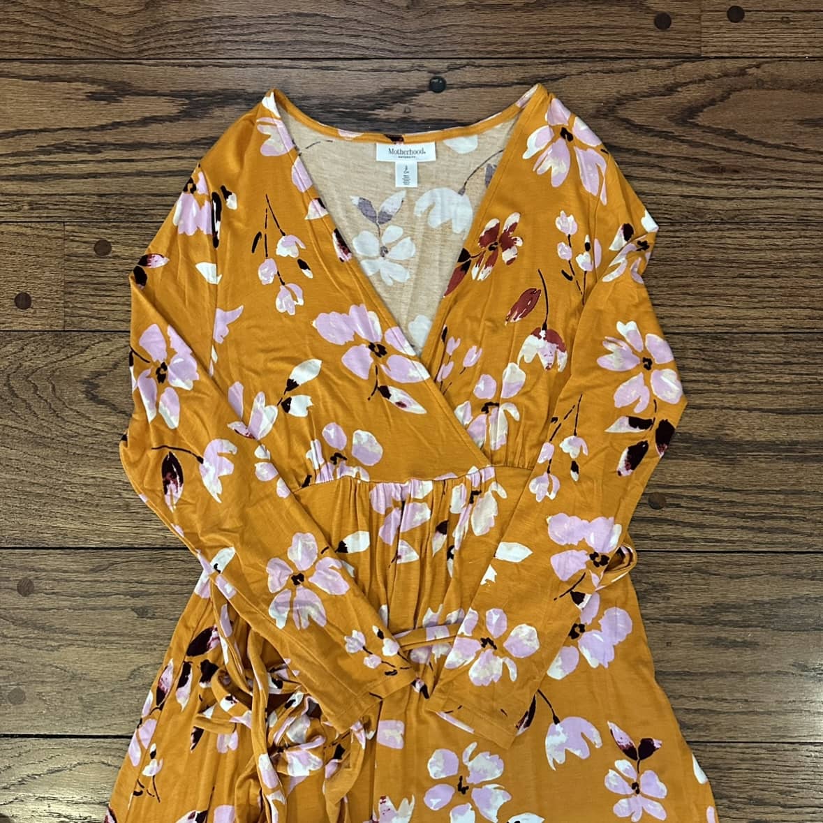 #95 GUC Womens Motherhood Maternity Yellow Floral Maxi Dress, size S