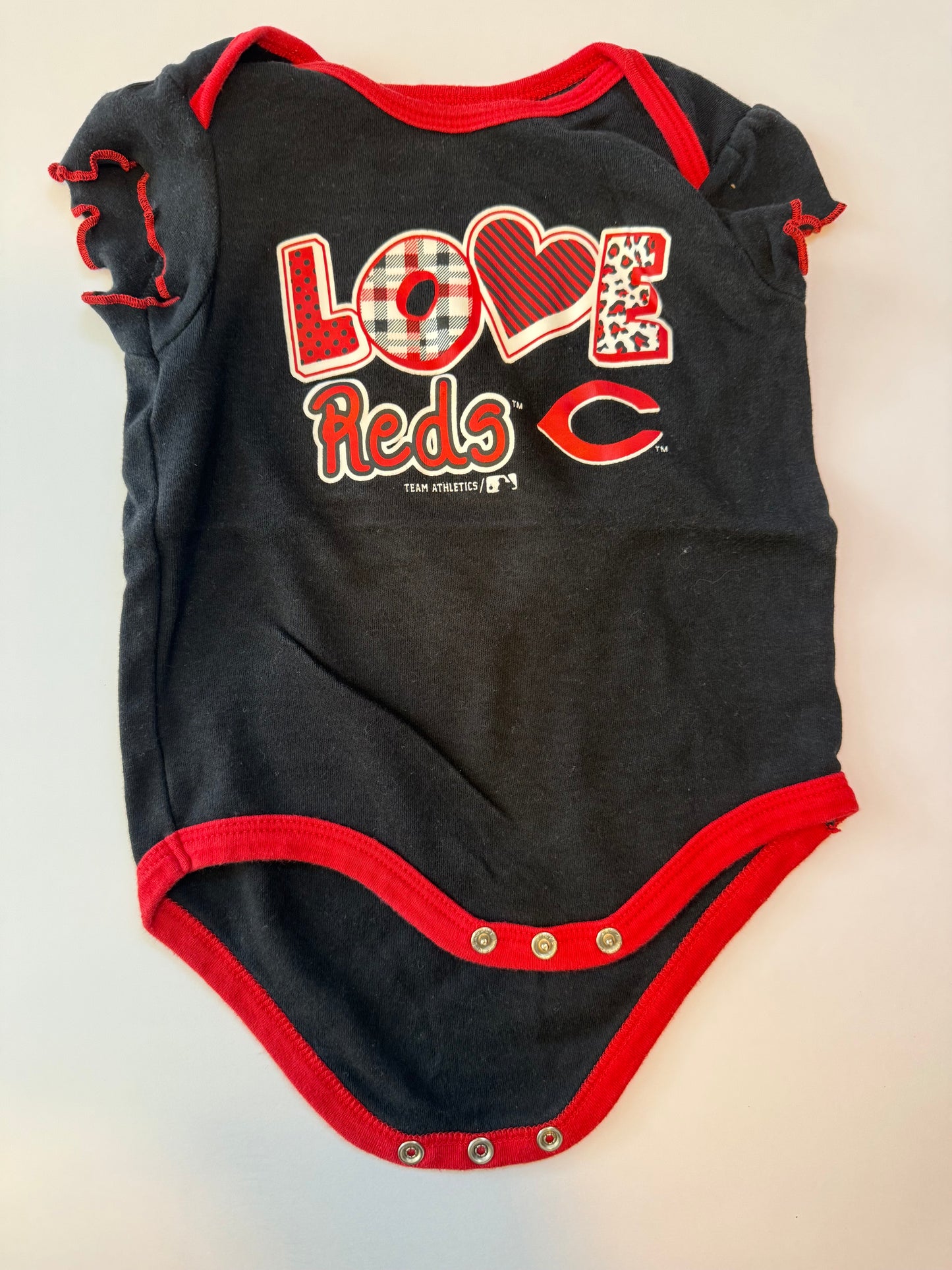 Seller #12 Girls 12mo Reds short sleeve onsie