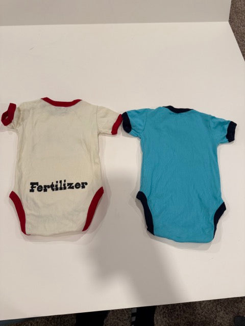 #9 - Lazy One - Cream/Red Home Grown Tractor & Blue Duck Duck Moose Onsies SIZE 12M