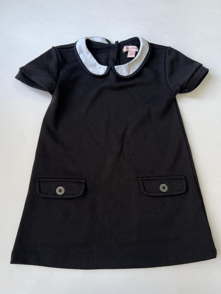 #66 2T girls Ruby & Bloom black shift dress with collar, perfect for RBG or Wednesday Addams Halloween costume! GUc