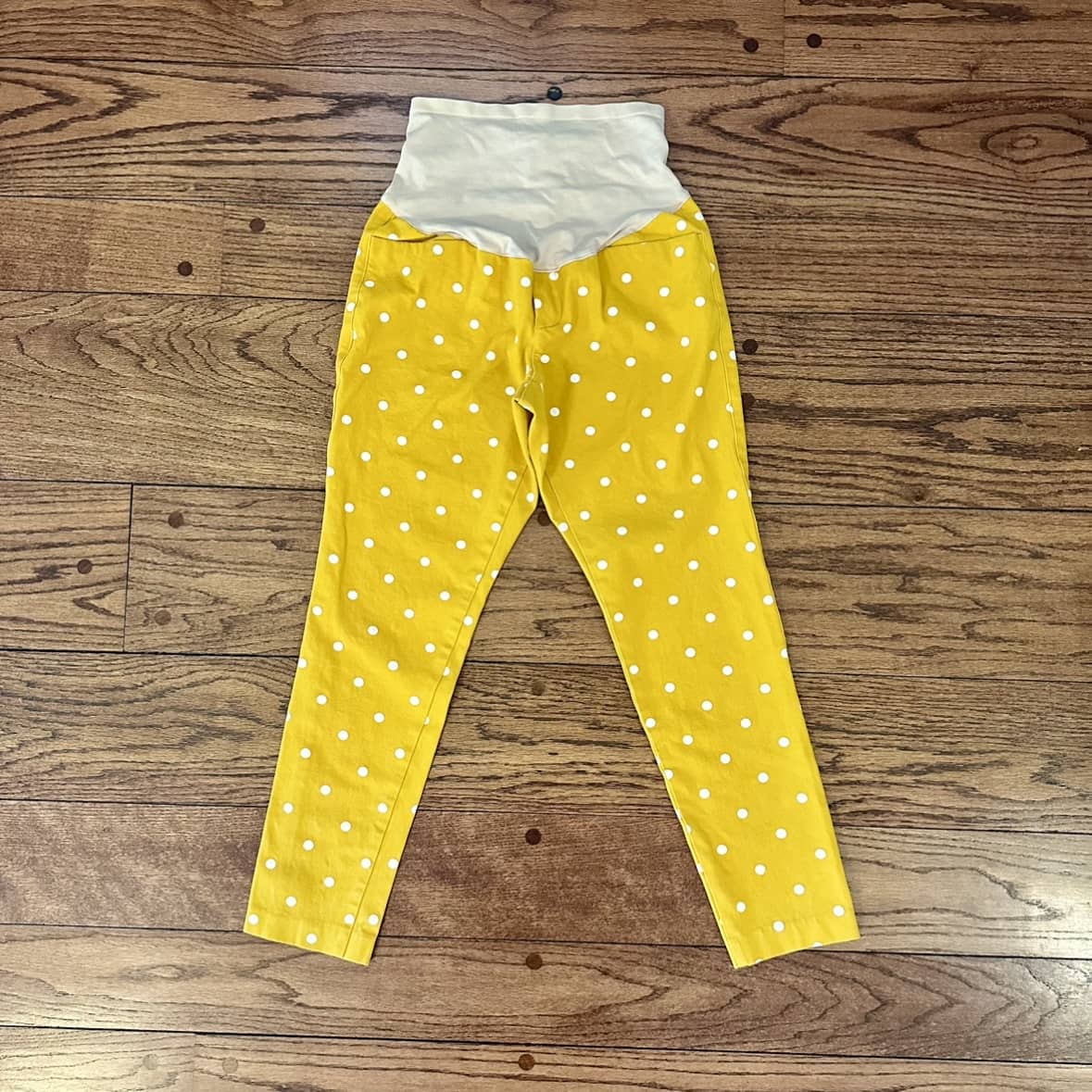 #95 GUC Womens Old Navy Maternity Black / Navy / Yellow Polka Dot Pants, set of 3, size 4