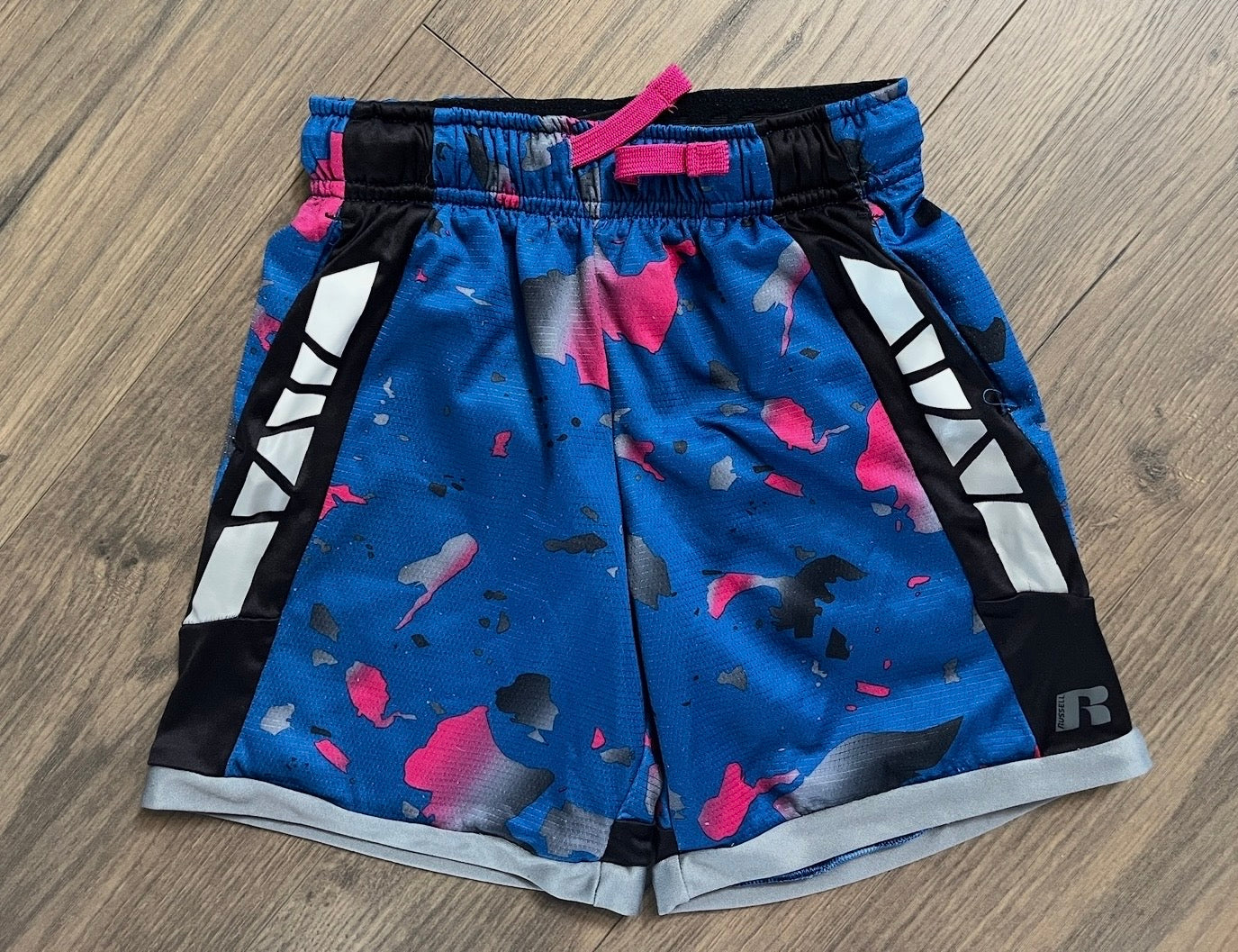 137 Boys (2 Pairs of shorts) Small DSG brand black short LN and Russell Blue shorts Size Small MULTIPLE PICTURES
