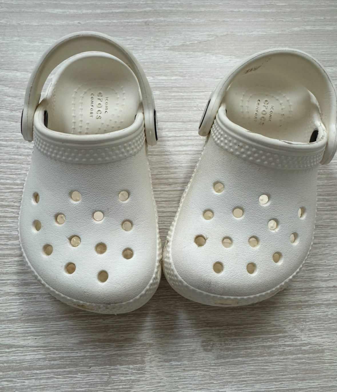 #207 White Crocs toddler size 5c