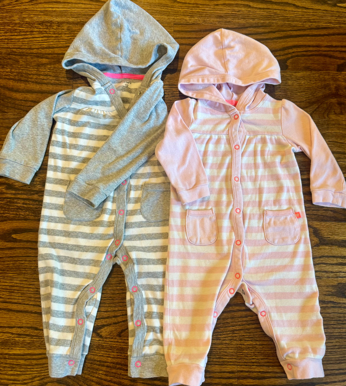 #75 Carter’s Girls Snap Up One Pieces, Sizes 9m & 12m