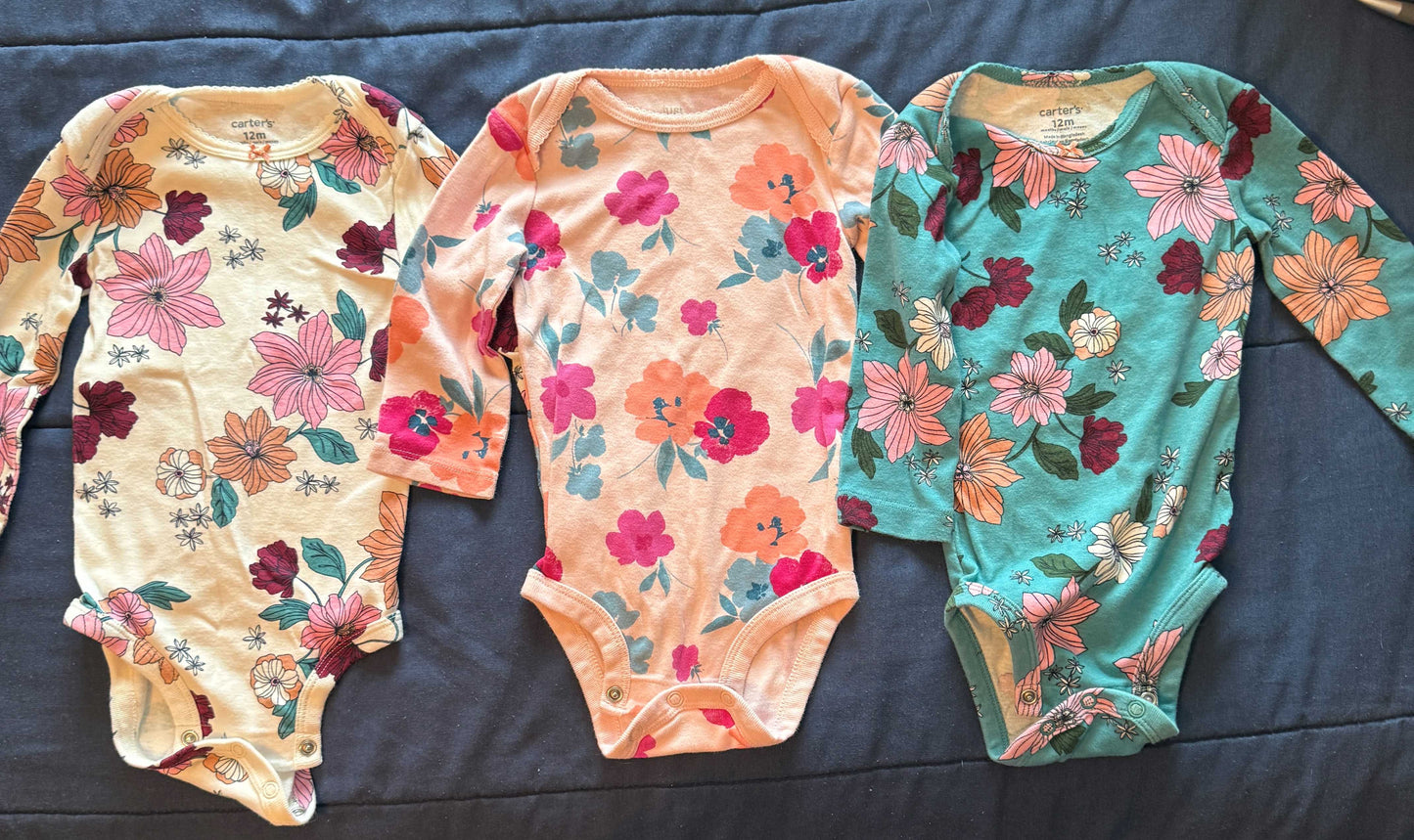 SELLER #6 Carters 12M Floral Long Sleeve Bundle