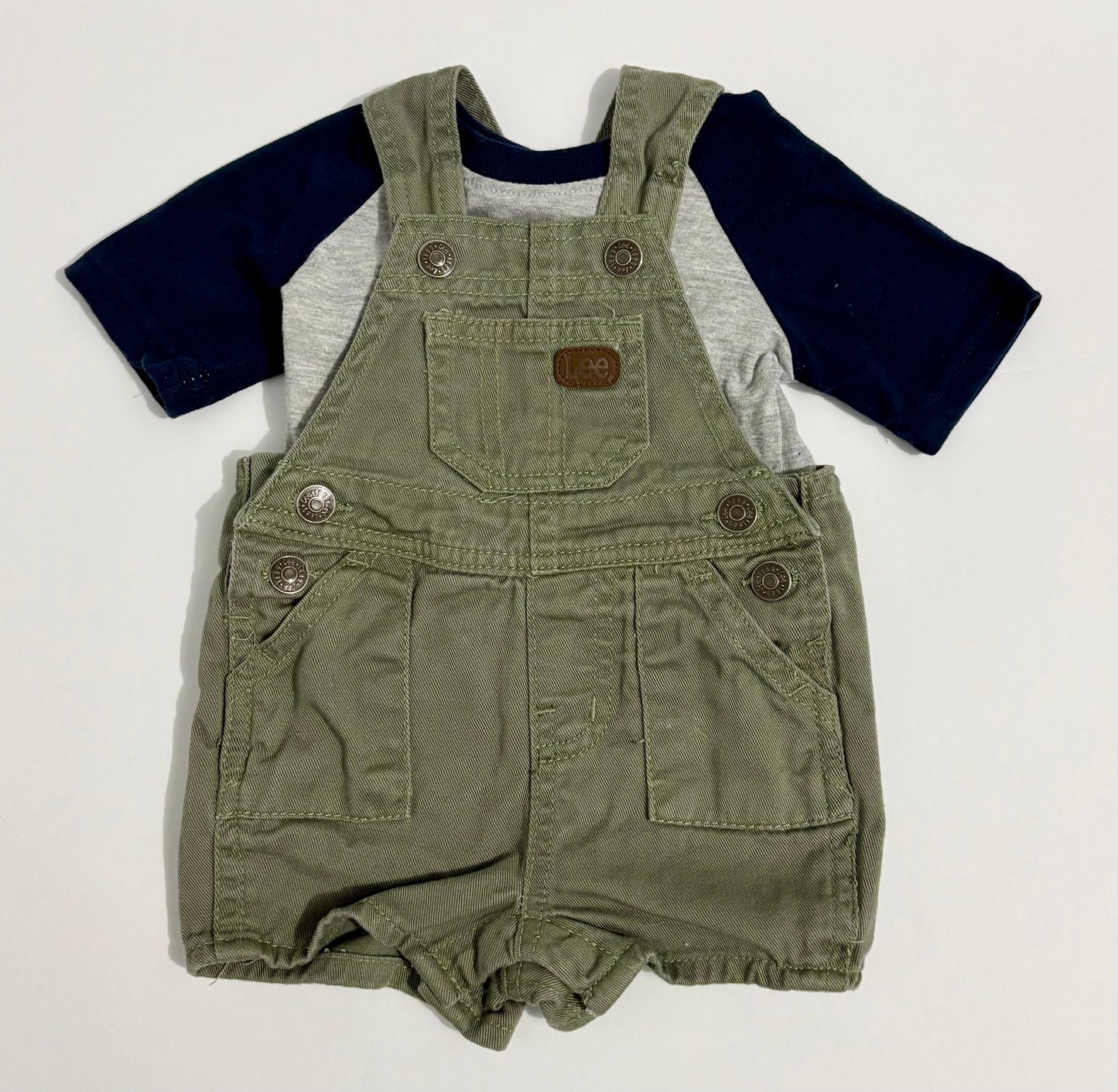 #132 - REDUCED- Lee: 2 Piece Overall & T-Shirt Set, 0-3M