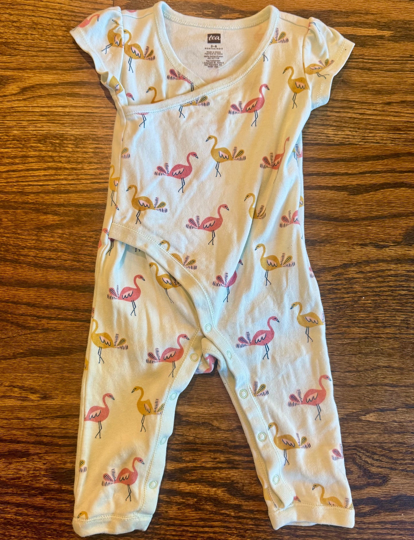 Seller #172 REDUCED Tea Girls Flamingo Romper Size 3-6M