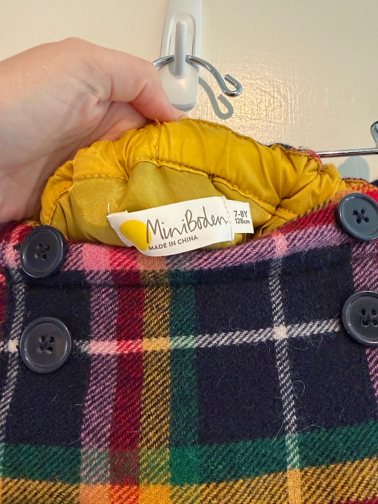 #9 Girls Mini Boden 7-8 Rainbow Plaid Skirt