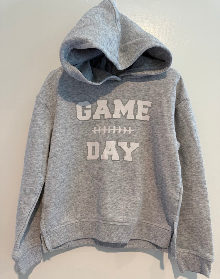 #9 Girls Small (6/6x) "Game Day" Gray Football Hoodie_ Washed, Never Worn