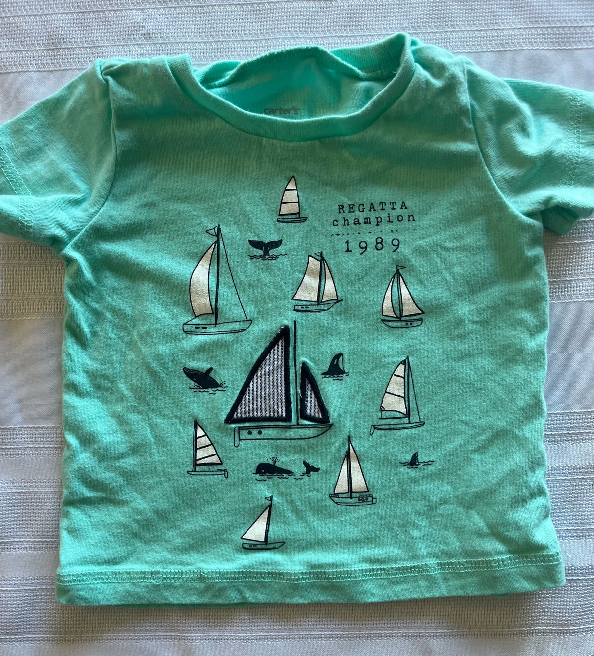 #43 Boys carters 6 months regatta shirt EUC