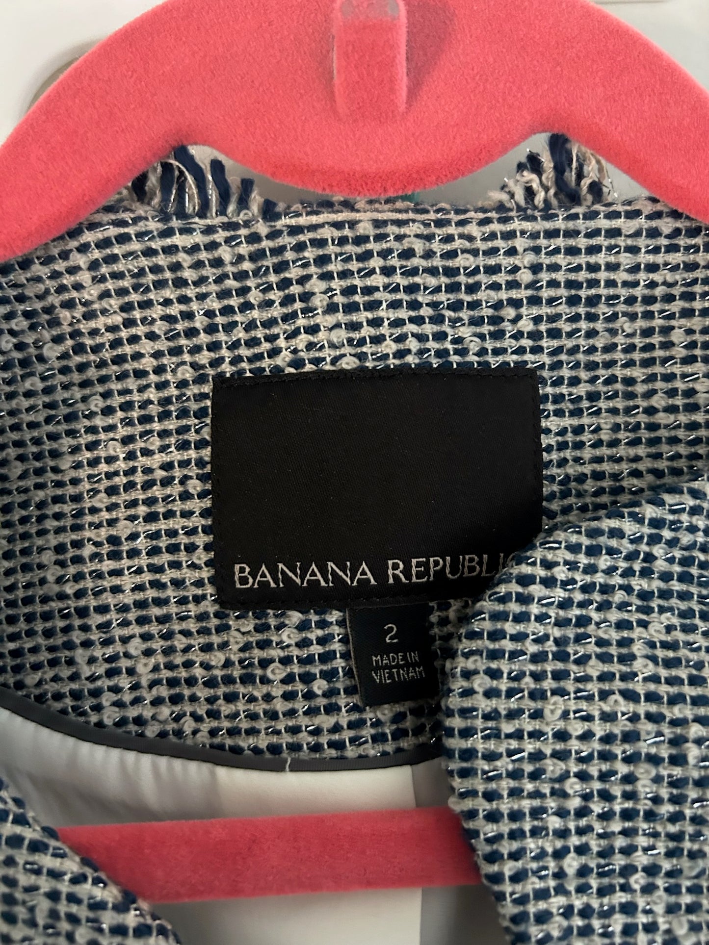 136 EUC banana republic navy tweed blazer size 2