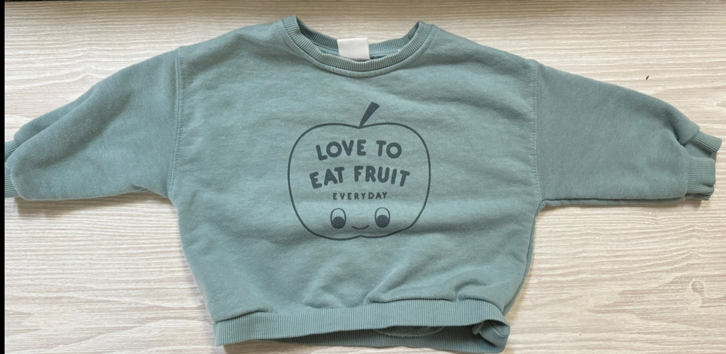 #207 Zara 'Love to eat fruit' sweatshirt size 12-18 Month