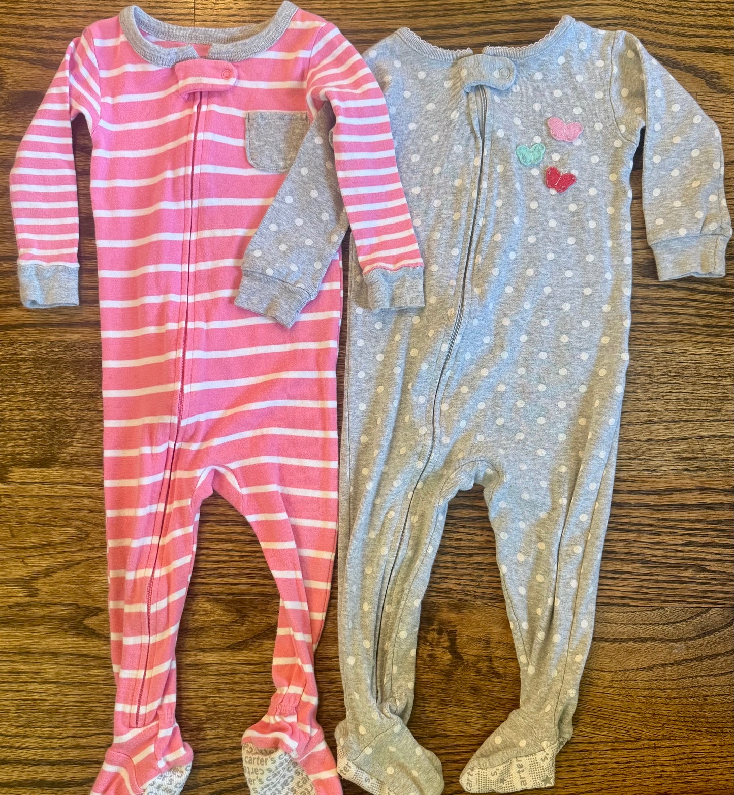 Seller #172 Carter’s Girls Gray and Pink Sleepers Size 12m